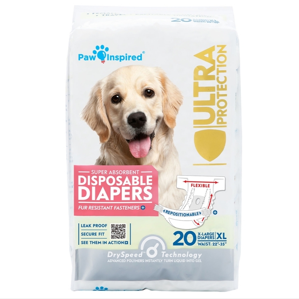 Paw Inspired NIP Dog Super Absorbent Disposable Diapers Size XL- 20ct